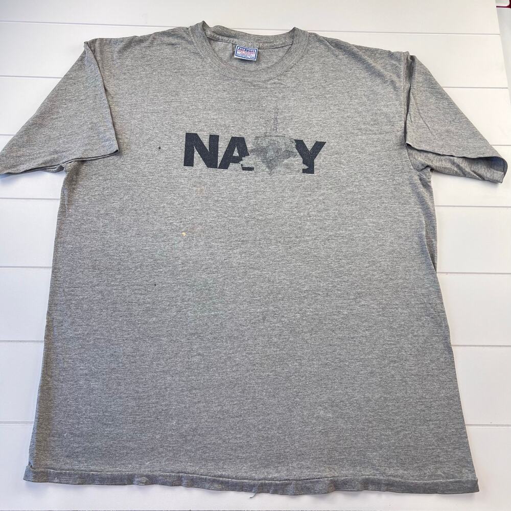 Navy Vintage single stitch Military Gray T-shirt All Sport Men's size XL USA